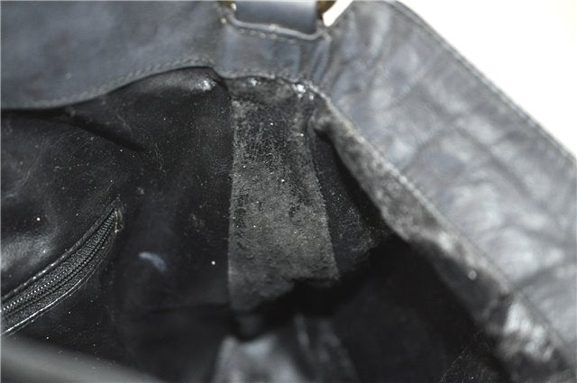 Authentic GUCCI Bamboo Shoulder Bag Suede Leather Brown Black J0426