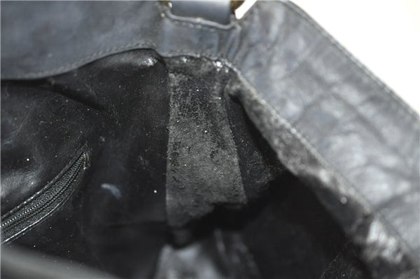 Authentic GUCCI Bamboo Shoulder Bag Suede Leather Brown Black J0426