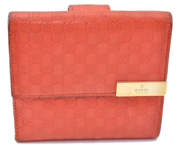 Auth GUCCI Micro GG Guccissima Leather Bifold Wallet Purse 257015 Orange J0432