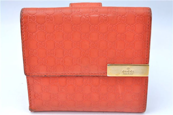Auth GUCCI Micro GG Guccissima Leather Bifold Wallet Purse 257015 Orange J0432