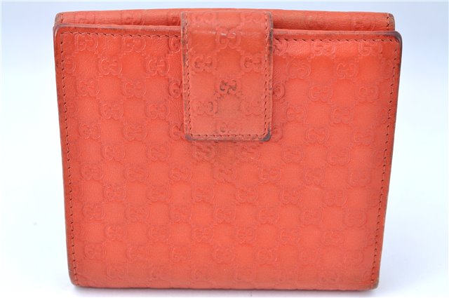 Auth GUCCI Micro GG Guccissima Leather Bifold Wallet Purse 257015 Orange J0432