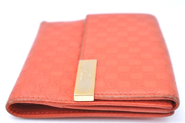 Auth GUCCI Micro GG Guccissima Leather Bifold Wallet Purse 257015 Orange J0432