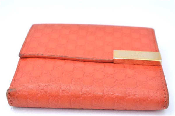 Auth GUCCI Micro GG Guccissima Leather Bifold Wallet Purse 257015 Orange J0432