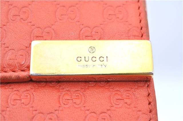 Auth GUCCI Micro GG Guccissima Leather Bifold Wallet Purse 257015 Orange J0432