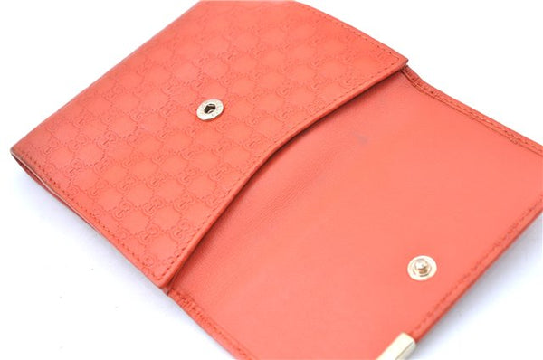 Auth GUCCI Micro GG Guccissima Leather Bifold Wallet Purse 257015 Orange J0432