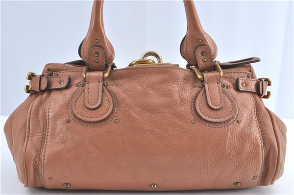 Authentic Chloe Paddington Leather Shoulder Hand Bag Brown J0448