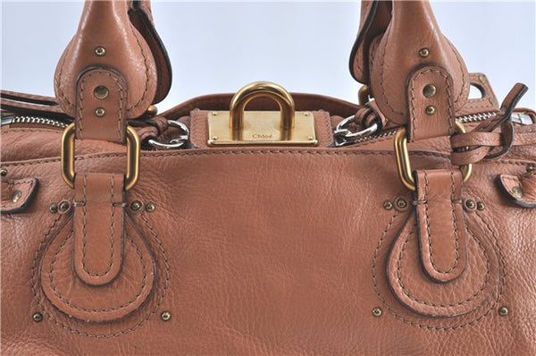 Authentic Chloe Paddington Leather Shoulder Hand Bag Brown J0448