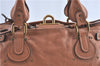 Authentic Chloe Paddington Leather Shoulder Hand Bag Brown J0448