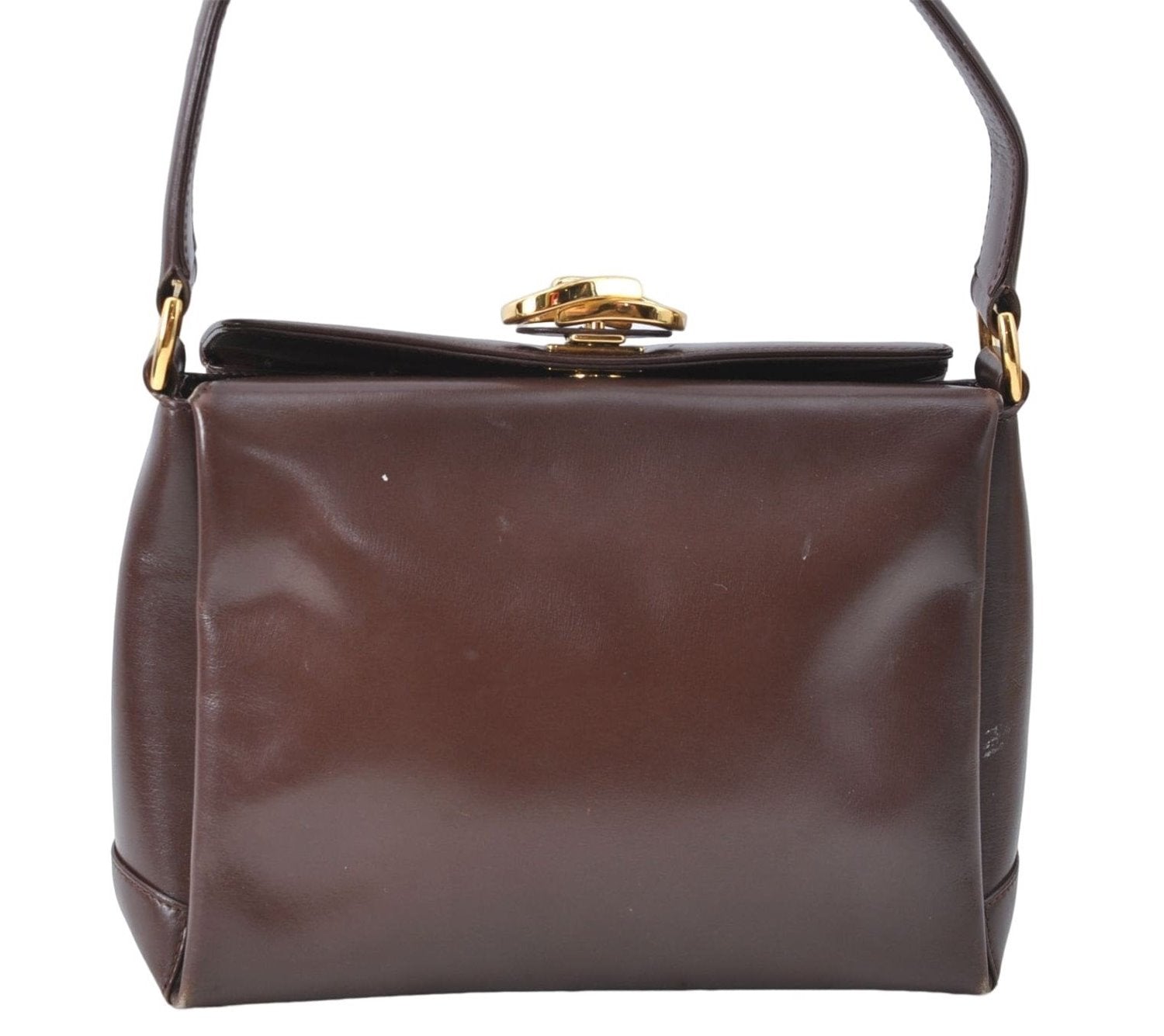 Authentic GUCCI Shoulder Hand Bag Purse Leather Brown J0458