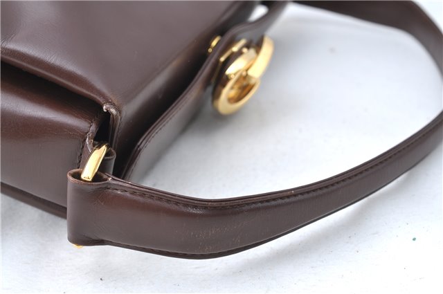 Authentic GUCCI Shoulder Hand Bag Purse Leather Brown J0458