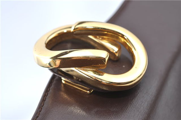 Authentic GUCCI Shoulder Hand Bag Purse Leather Brown J0458