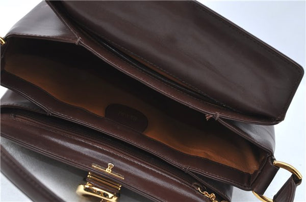 Authentic GUCCI Shoulder Hand Bag Purse Leather Brown J0458