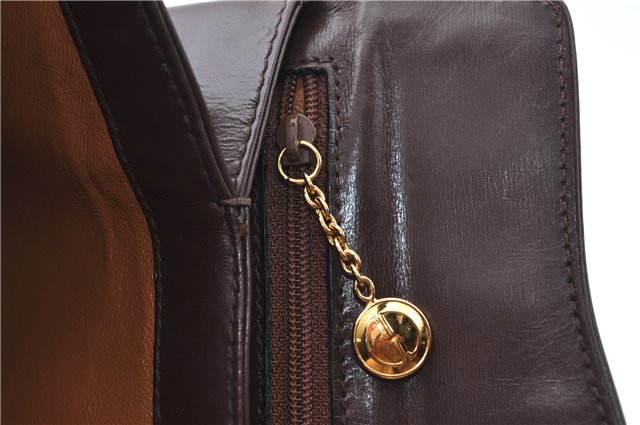 Authentic GUCCI Shoulder Hand Bag Purse Leather Brown J0458
