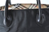 Authentic Burberrys BLUE LABEL Check Hand Bag Purse Nylon Leather Black J0459