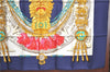 Authentic HERMES Carre 90 Scarf Buddhist statue Motif Silk Navy Blue PB J0463