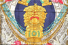 Authentic HERMES Carre 90 Scarf Buddhist statue Motif Silk Navy Blue PB J0463