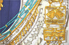 Authentic HERMES Carre 90 Scarf Buddhist statue Motif Silk Navy Blue PB J0463