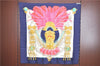Authentic HERMES Carre 90 Scarf Buddhist statue Motif Silk Navy Blue PB J0463
