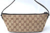 Authentic GUCCI Hand Bag Pouch Purse GG Canvas Leather 07198 Brown J0472