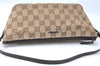 Authentic GUCCI Hand Bag Pouch Purse GG Canvas Leather 07198 Brown J0472