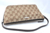 Authentic GUCCI Hand Bag Pouch Purse GG Canvas Leather 07198 Brown J0472