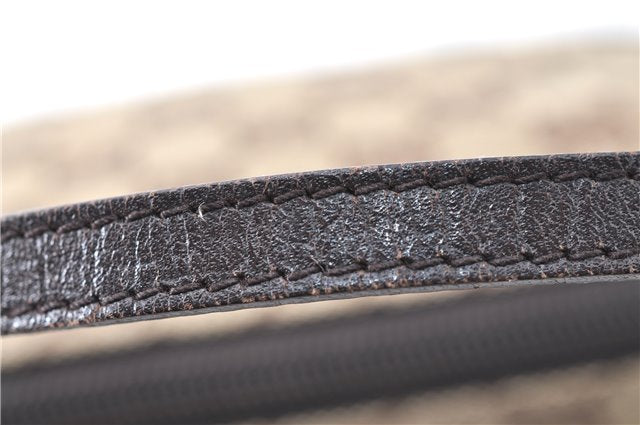 Authentic GUCCI Hand Bag Pouch Purse GG Canvas Leather 07198 Brown J0472