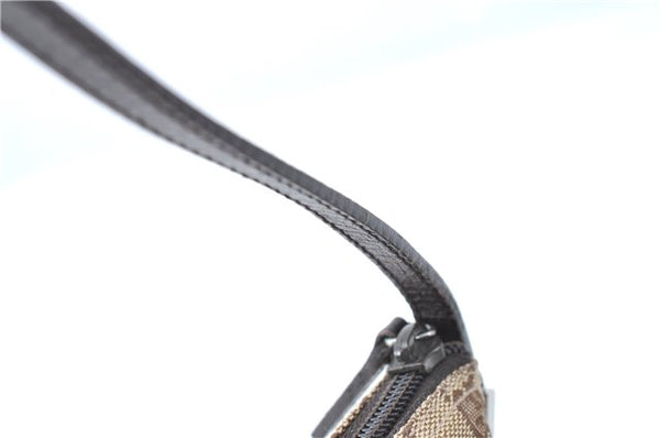 Authentic GUCCI Hand Bag Pouch Purse GG Canvas Leather 07198 Brown J0472