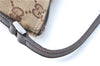 Authentic GUCCI Hand Bag Pouch Purse GG Canvas Leather 07198 Brown J0472