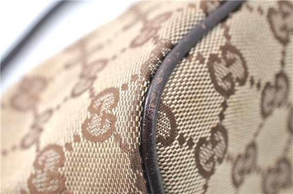 Authentic GUCCI Hand Bag Pouch Purse GG Canvas Leather 07198 Brown J0472