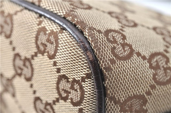 Authentic GUCCI Hand Bag Pouch Purse GG Canvas Leather 07198 Brown J0472