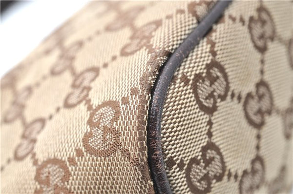 Authentic GUCCI Hand Bag Pouch Purse GG Canvas Leather 07198 Brown J0472