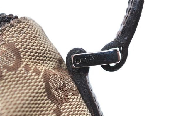 Authentic GUCCI Hand Bag Pouch Purse GG Canvas Leather 07198 Brown J0472