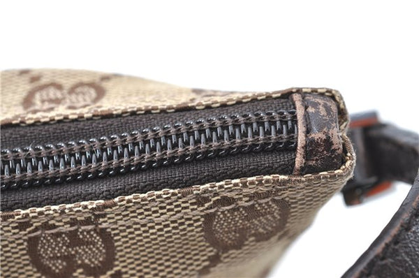 Authentic GUCCI Hand Bag Pouch Purse GG Canvas Leather 07198 Brown J0472