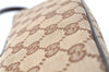 Authentic GUCCI Hand Bag Pouch Purse GG Canvas Leather 07198 Brown J0472