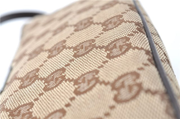 Authentic GUCCI Hand Bag Pouch Purse GG Canvas Leather 07198 Brown J0472