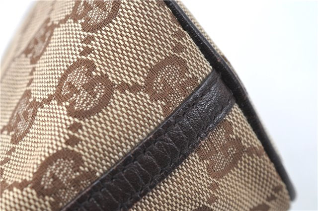 Authentic GUCCI Hand Bag Pouch Purse GG Canvas Leather 07198 Brown J0472