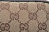 Authentic GUCCI Hand Bag Pouch Purse GG Canvas Leather 07198 Brown J0472