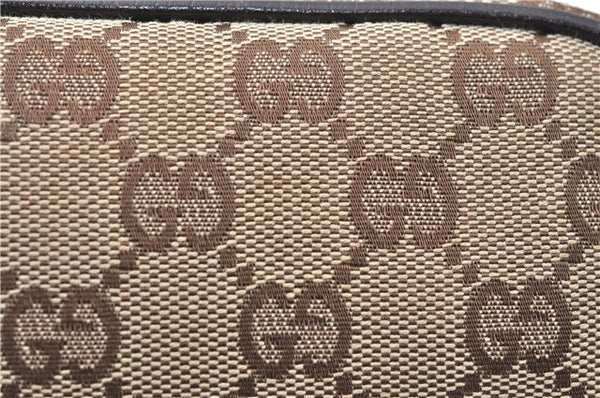 Authentic GUCCI Hand Bag Pouch Purse GG Canvas Leather 07198 Brown J0472