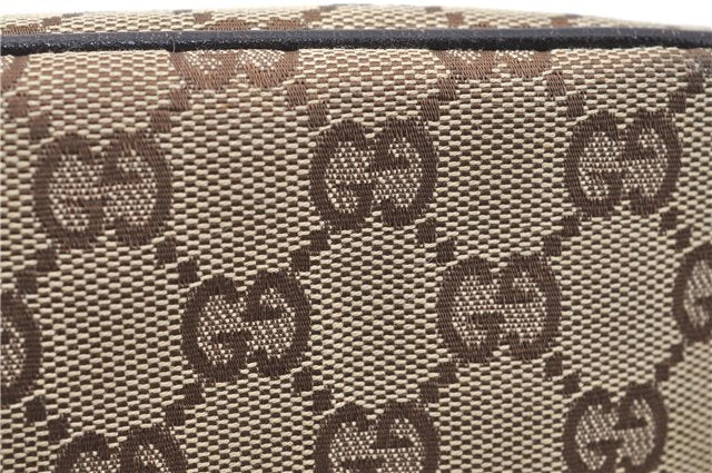 Authentic GUCCI Hand Bag Pouch Purse GG Canvas Leather 07198 Brown J0472