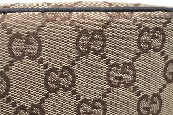 Authentic GUCCI Hand Bag Pouch Purse GG Canvas Leather 07198 Brown J0472