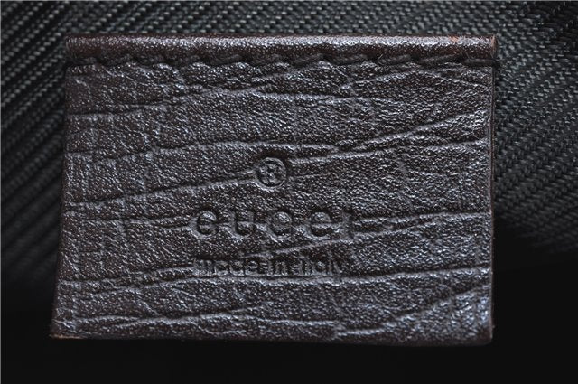 Authentic GUCCI Hand Bag Pouch Purse GG Canvas Leather 07198 Brown J0472