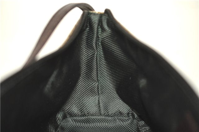 Authentic GUCCI Hand Bag Pouch Purse GG Canvas Leather 07198 Brown J0472