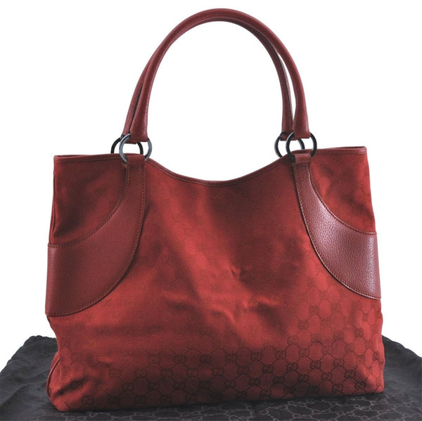 Authentic GUCCI Shoulder Tote Bag GG Canvas Leather 113016 Red J0480
