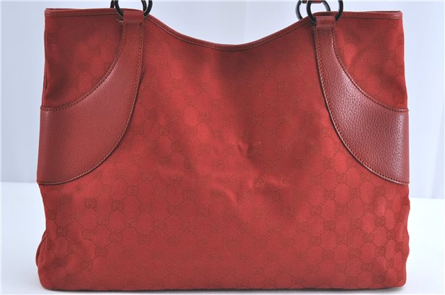 Authentic GUCCI Shoulder Tote Bag GG Canvas Leather 113016 Red J0480