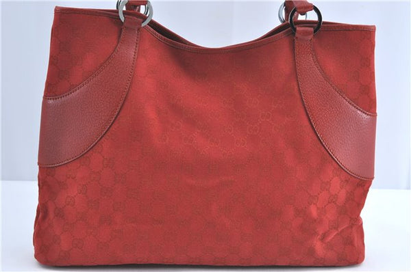 Authentic GUCCI Shoulder Tote Bag GG Canvas Leather 113016 Red J0480