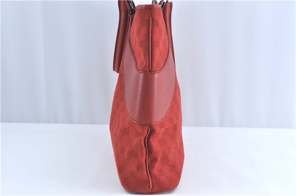 Authentic GUCCI Shoulder Tote Bag GG Canvas Leather 113016 Red J0480