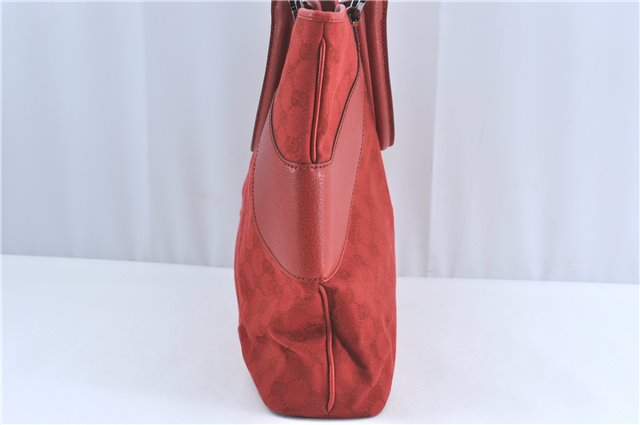 Authentic GUCCI Shoulder Tote Bag GG Canvas Leather 113016 Red J0480