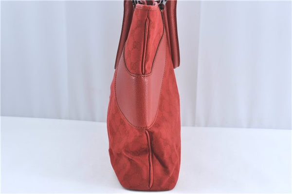 Authentic GUCCI Shoulder Tote Bag GG Canvas Leather 113016 Red J0480