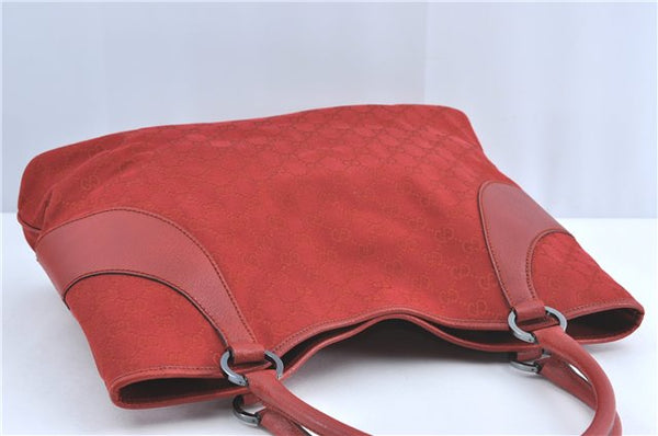 Authentic GUCCI Shoulder Tote Bag GG Canvas Leather 113016 Red J0480