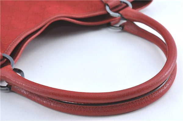 Authentic GUCCI Shoulder Tote Bag GG Canvas Leather 113016 Red J0480